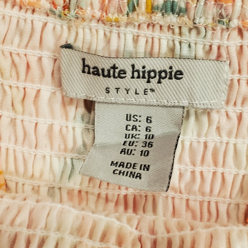 Haute Hippie Orange/Pink  and Cream  Floral Maxi Dress, Size 6. - Picture 10 of 16